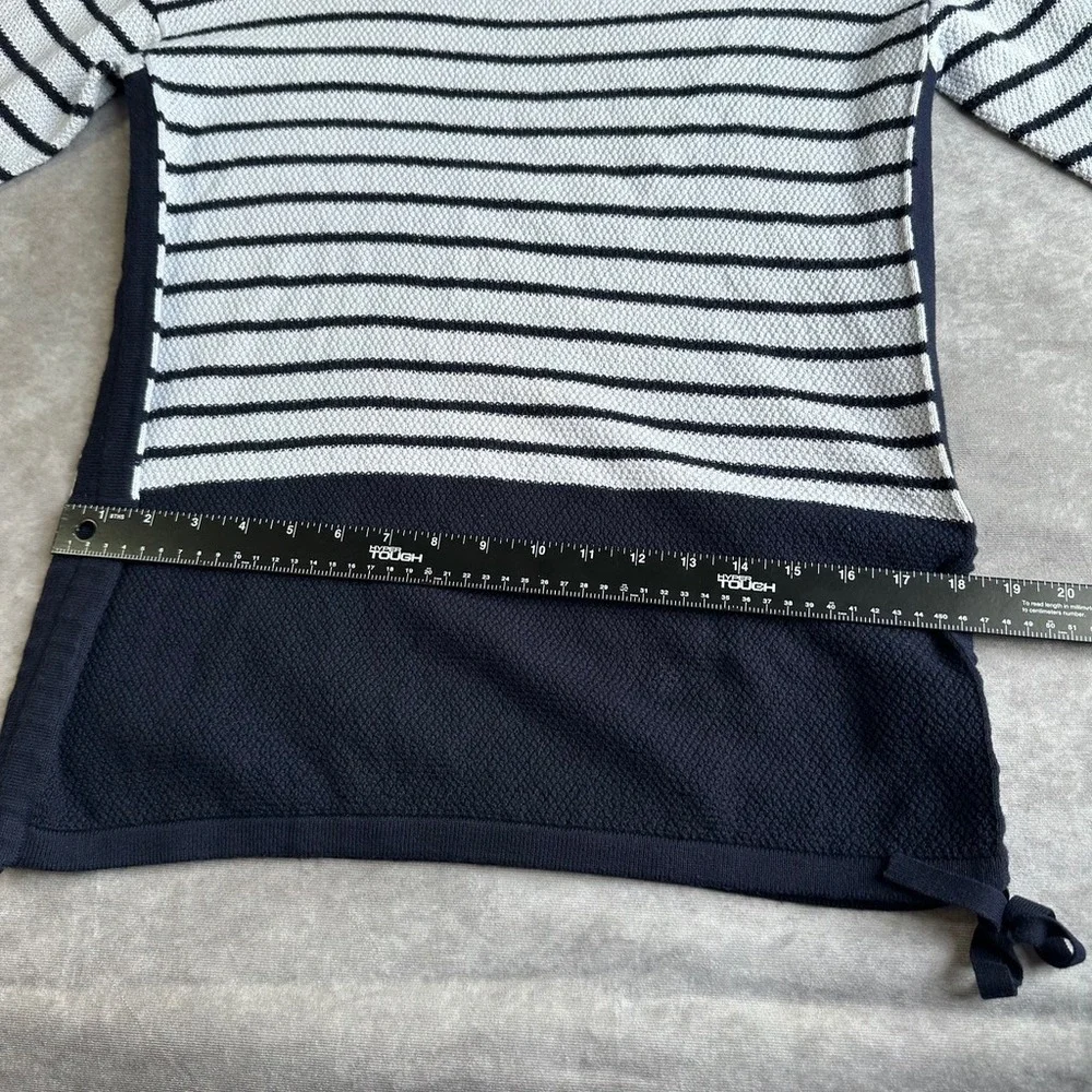 T by Talbots Sweater Womens XS Blue White Striped Colorblock Knit Pullover - Picture 6 of 11